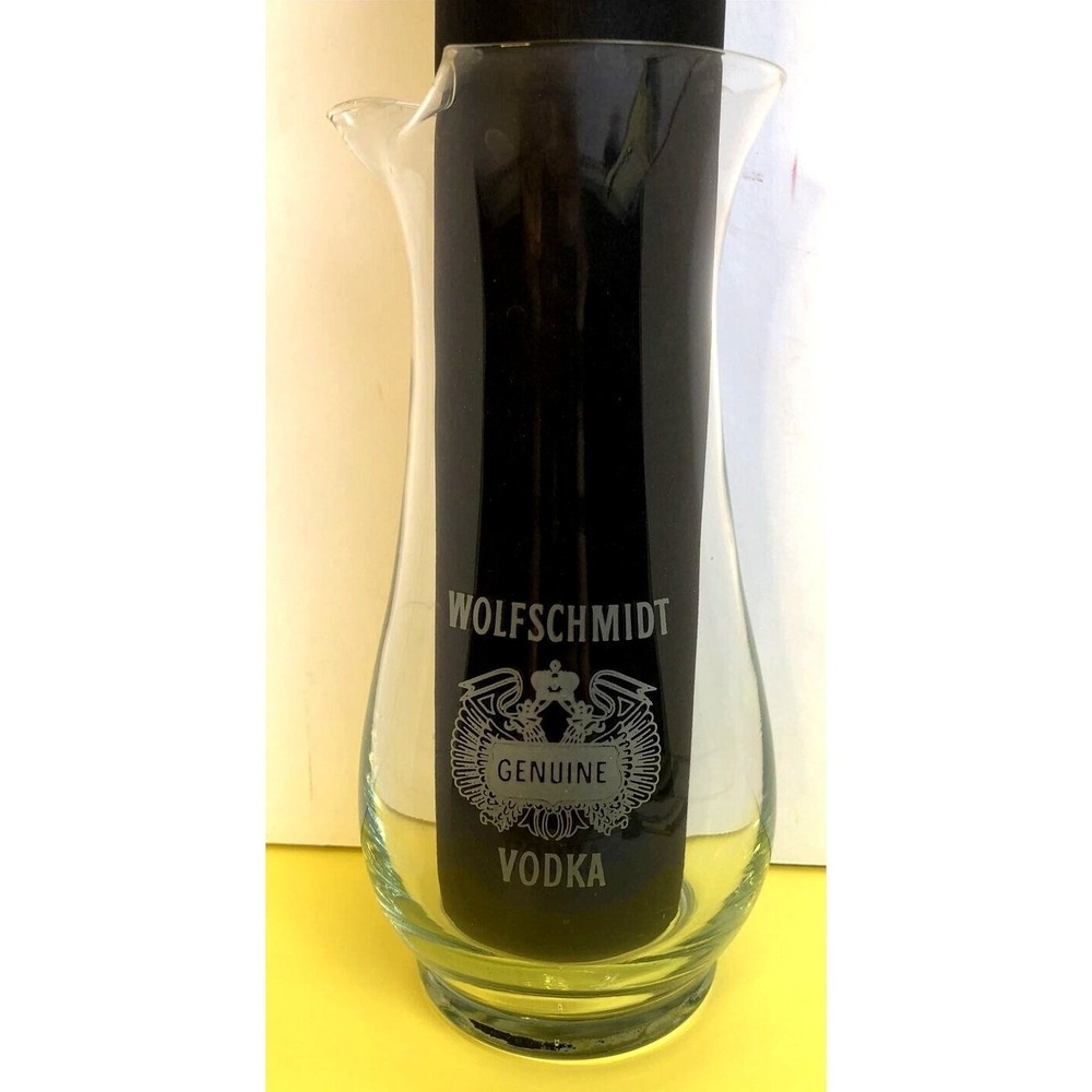 Vodka Carafe Wolfschmidt Vodka Pitcher Barware Carafe 9" T x 3.25" Base Vintage